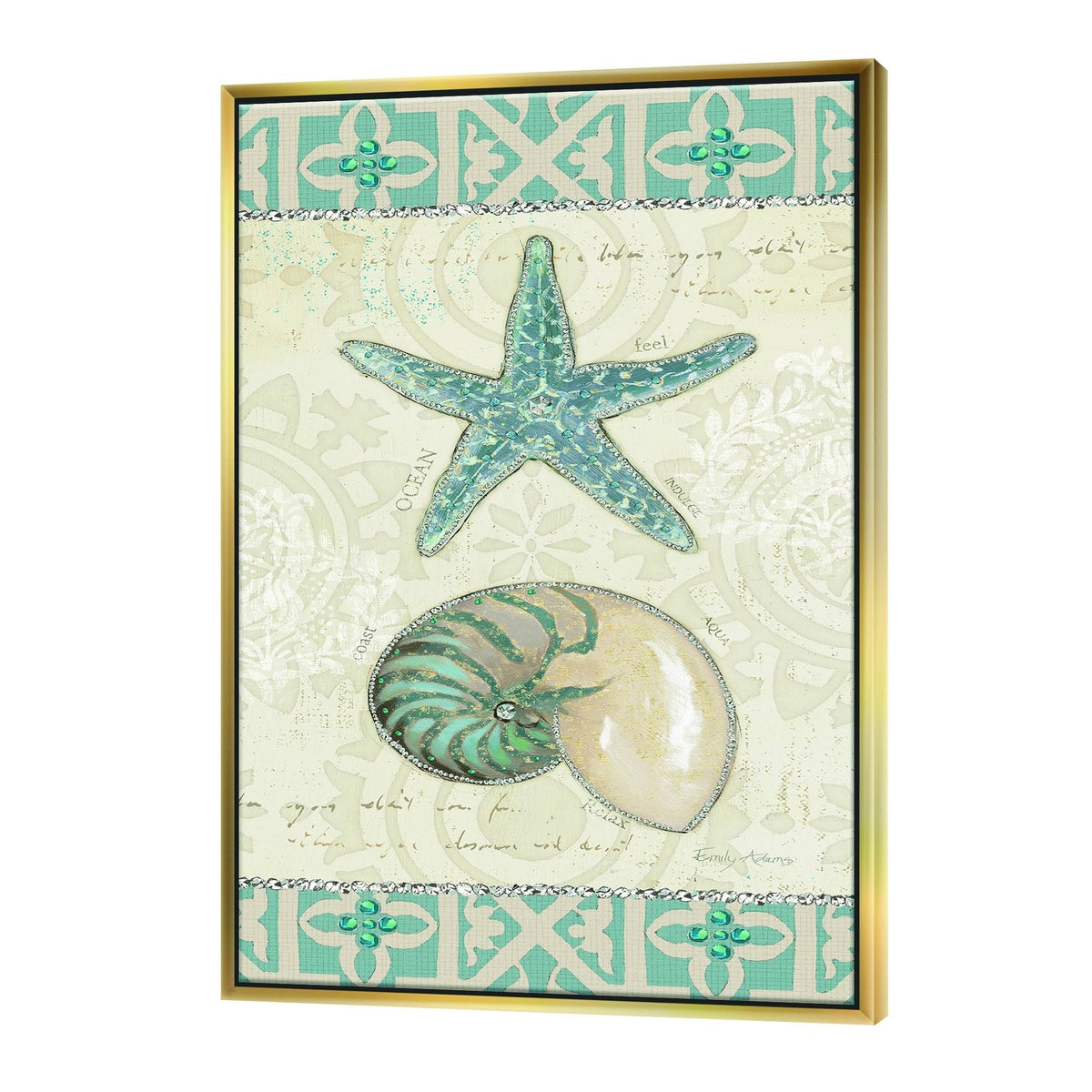 Nautical Coastal Framed Canvas - 34 in. Wide x 44 in. High - Gold K5469