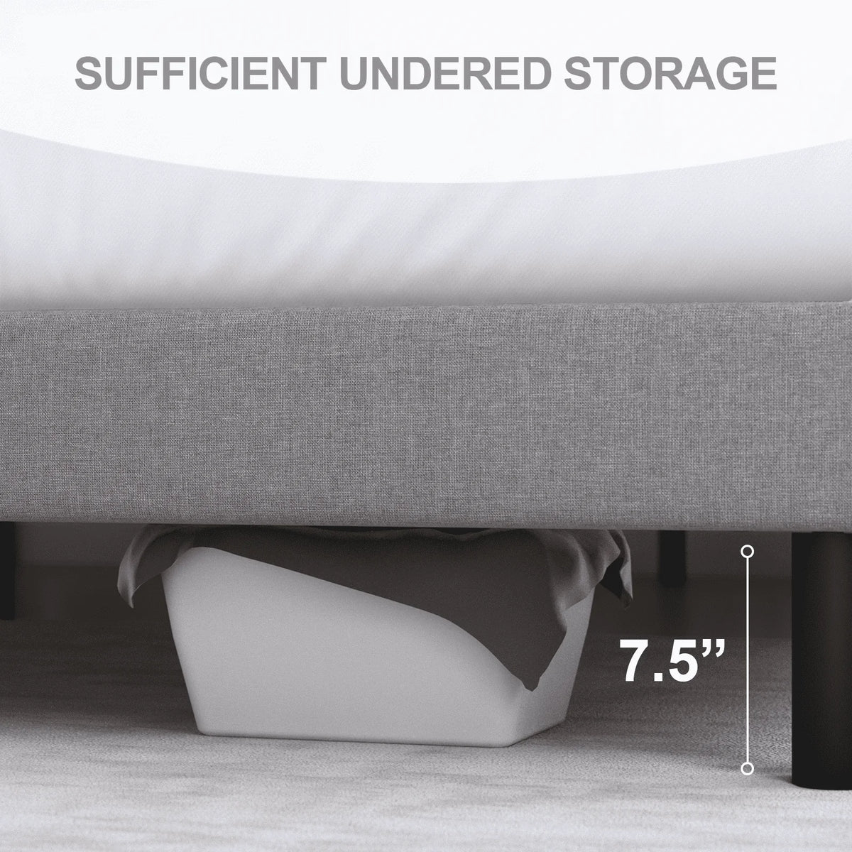 Full Size Platform Bed Frame with Fabric Upholstered Headboard A4696