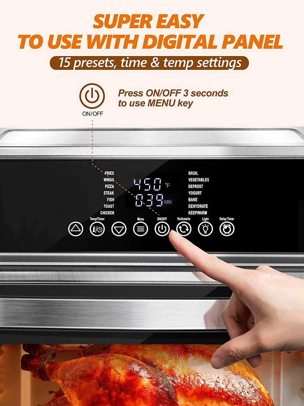 15-In-1 16 Quart Air Fryer Toaster Oven with 7 Accessories C551