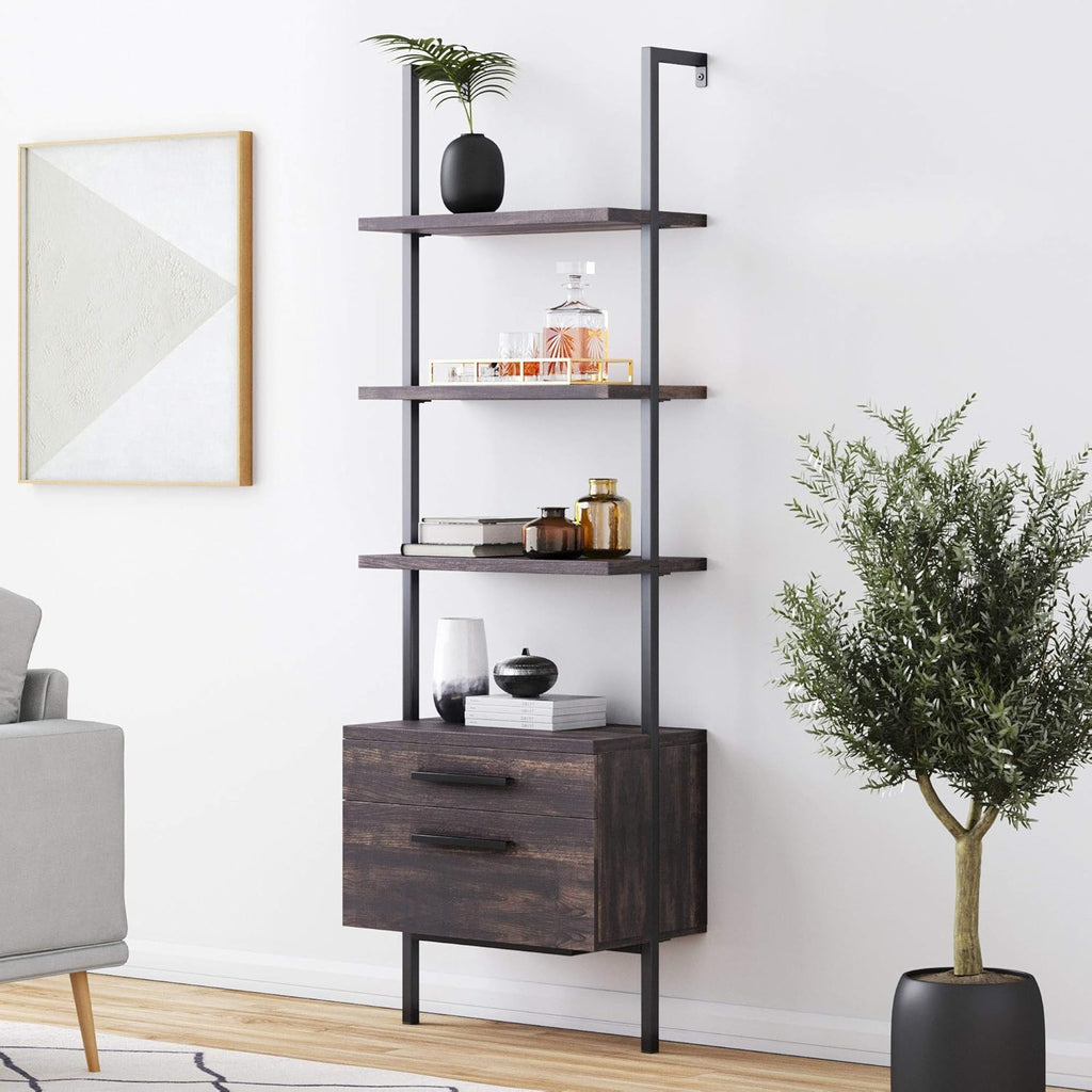 White 3-Shelf Wall Mount Bookshelf with Metal Frame N32509
