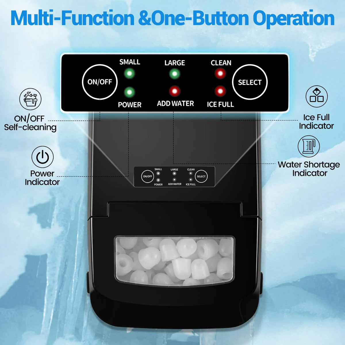 Black Portable Compact Countertop Ice Maker K731822