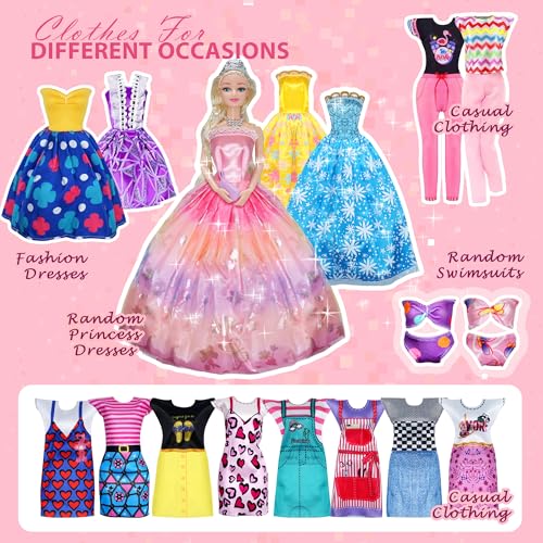 Doll Clothes and Accessories with Princess Gowns Dresses Shoes U35690