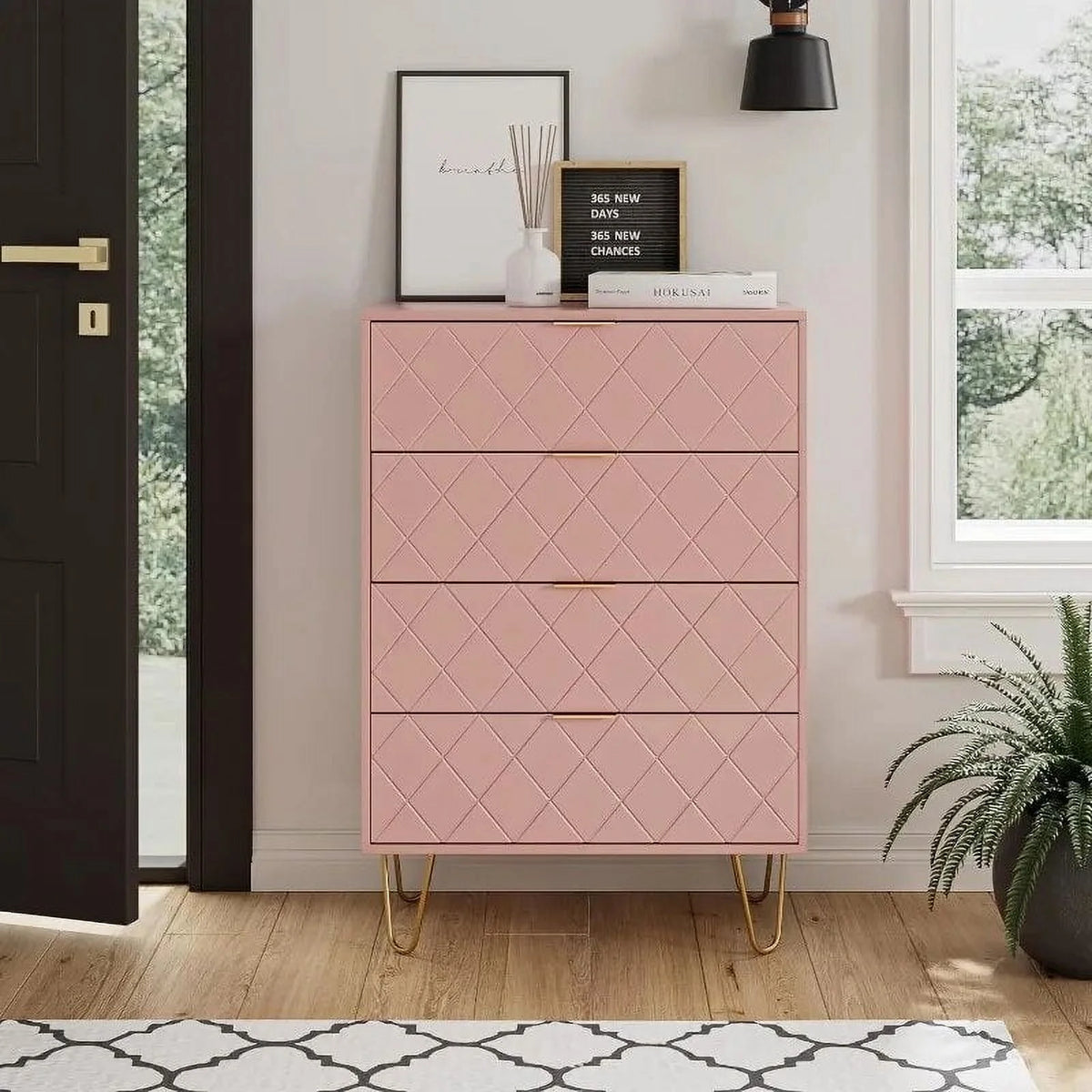 Tall Storage Dresser Chest Cabinet Organizer Unit with Metal Legs K2574