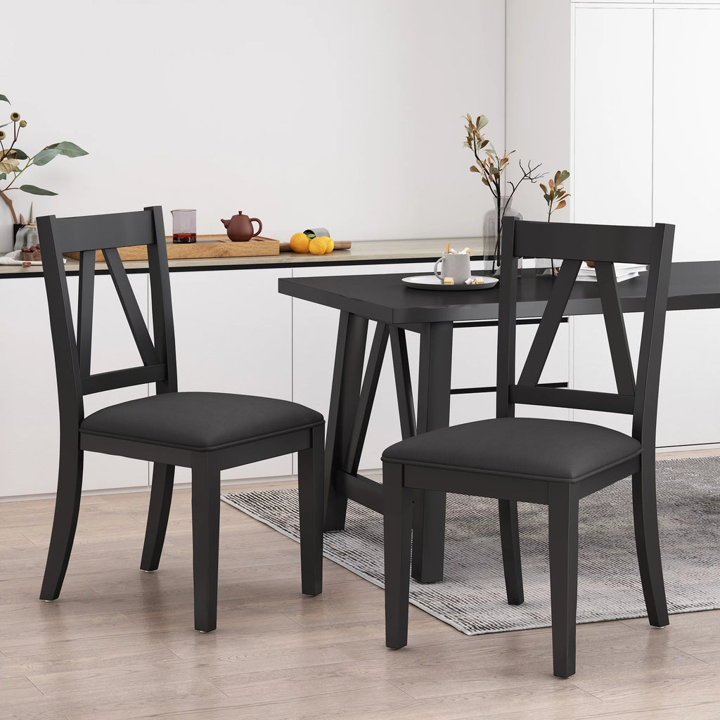 Black Faux Leather Wood Dining Chairs Set of 2 J38398