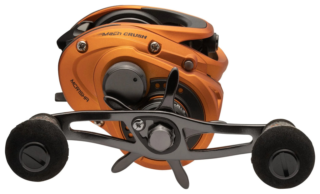 Orange Baitcast Fishing Reel, Right-Hand Retrieve, 7.5:1 Gear Ratio, 10 Bearing System C59607