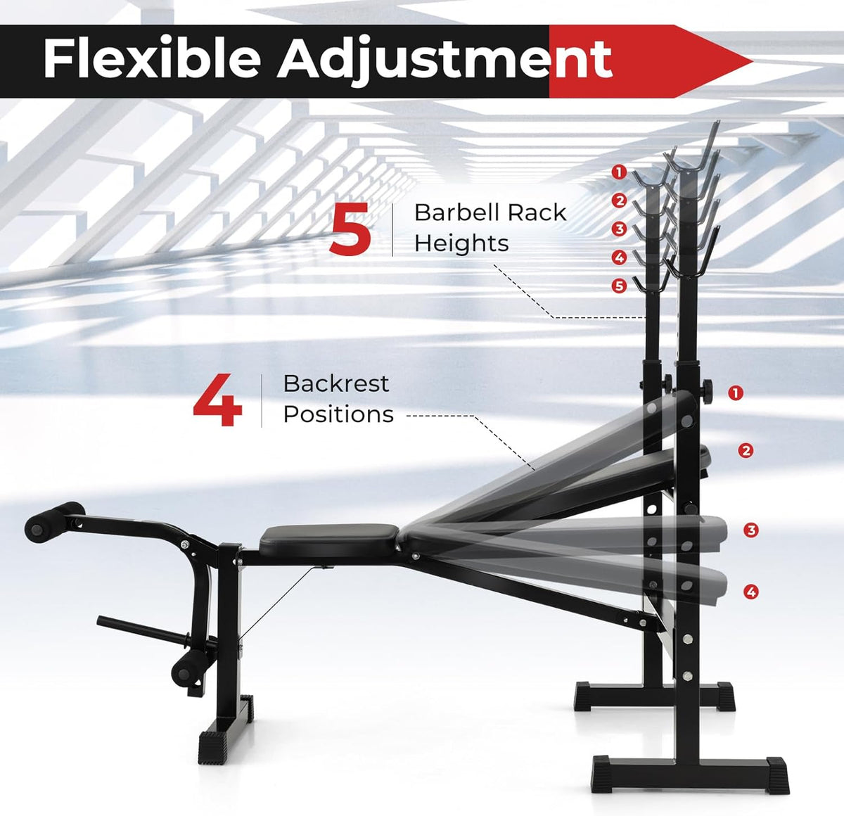 Adjustable Weight Bench with Squat Racks N300