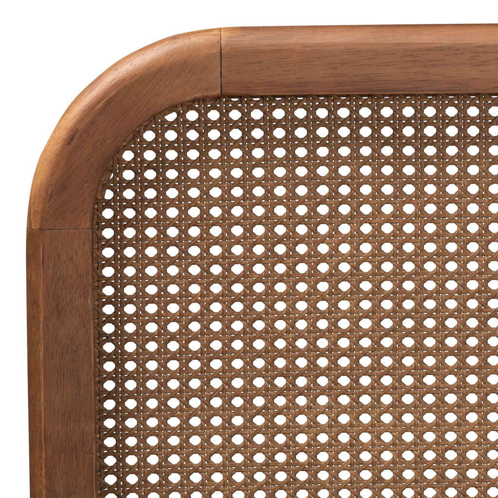 Walnut Brown Wood and Synthetic Rattan Queen Size Platform Bed A389659