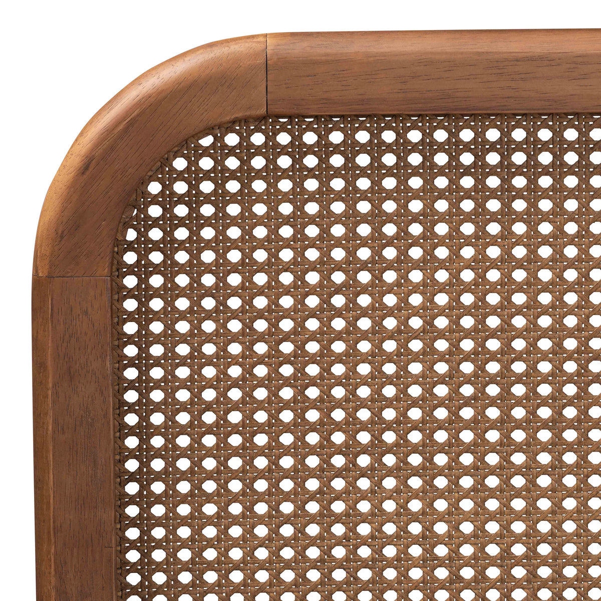 Walnut Brown Wood and Synthetic Rattan Queen Size Platform Bed A389659