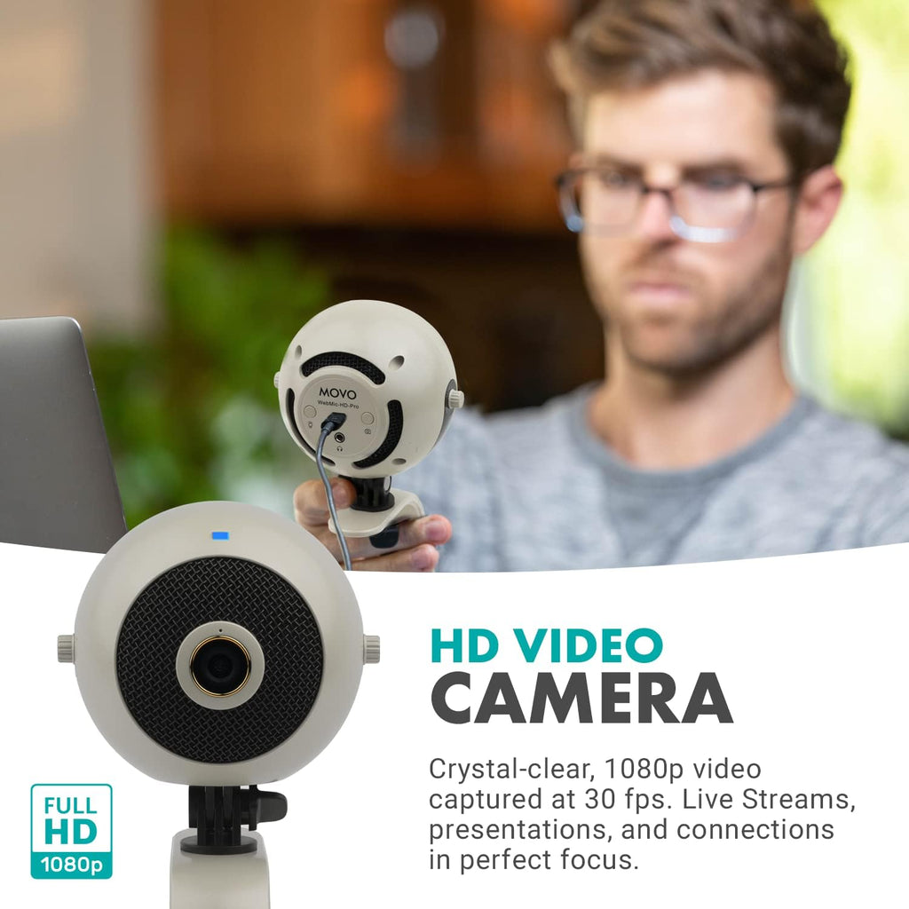 Pearl White 1080p HD Webcam and Condenser Microphone B4437