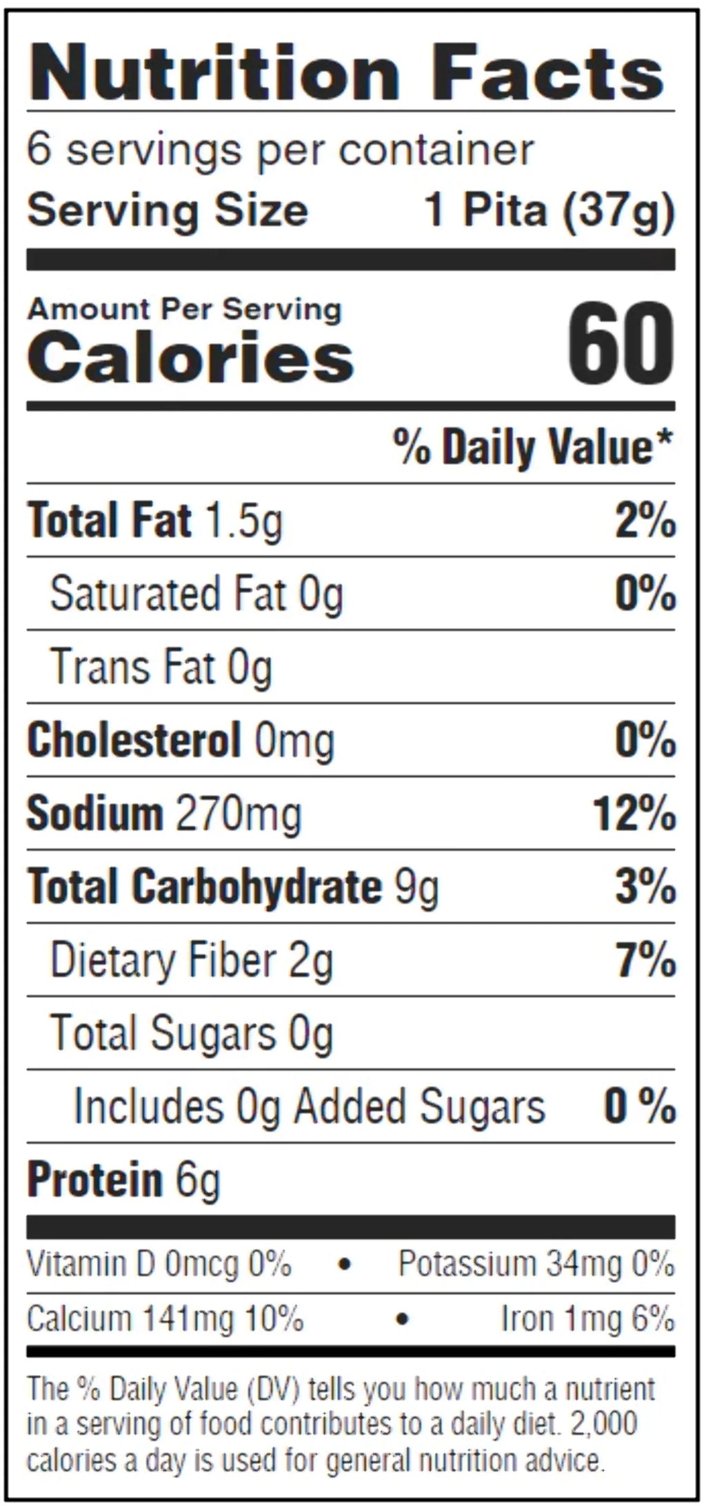Low Net Carb Flax Pita Bread 6 Pack D4164