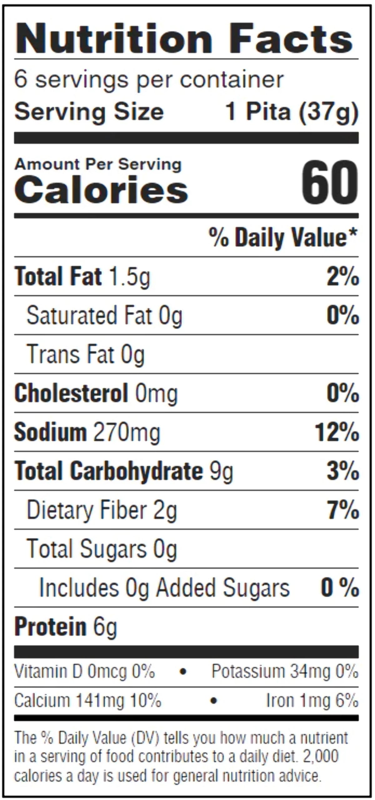 Low Net Carb Flax Pita Bread 6 Pack D4164