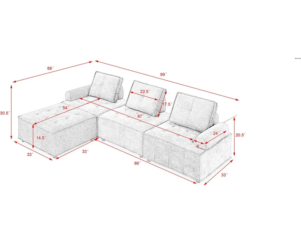 Chenille Grey Modular Sectional Sofa A13192