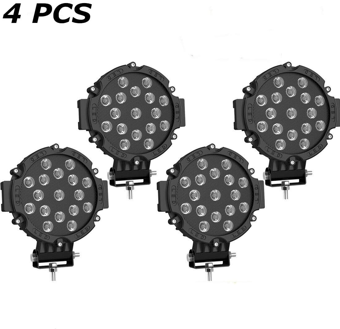 51W Round LED Off-Road Work Lights 4 Pcs Red L21117