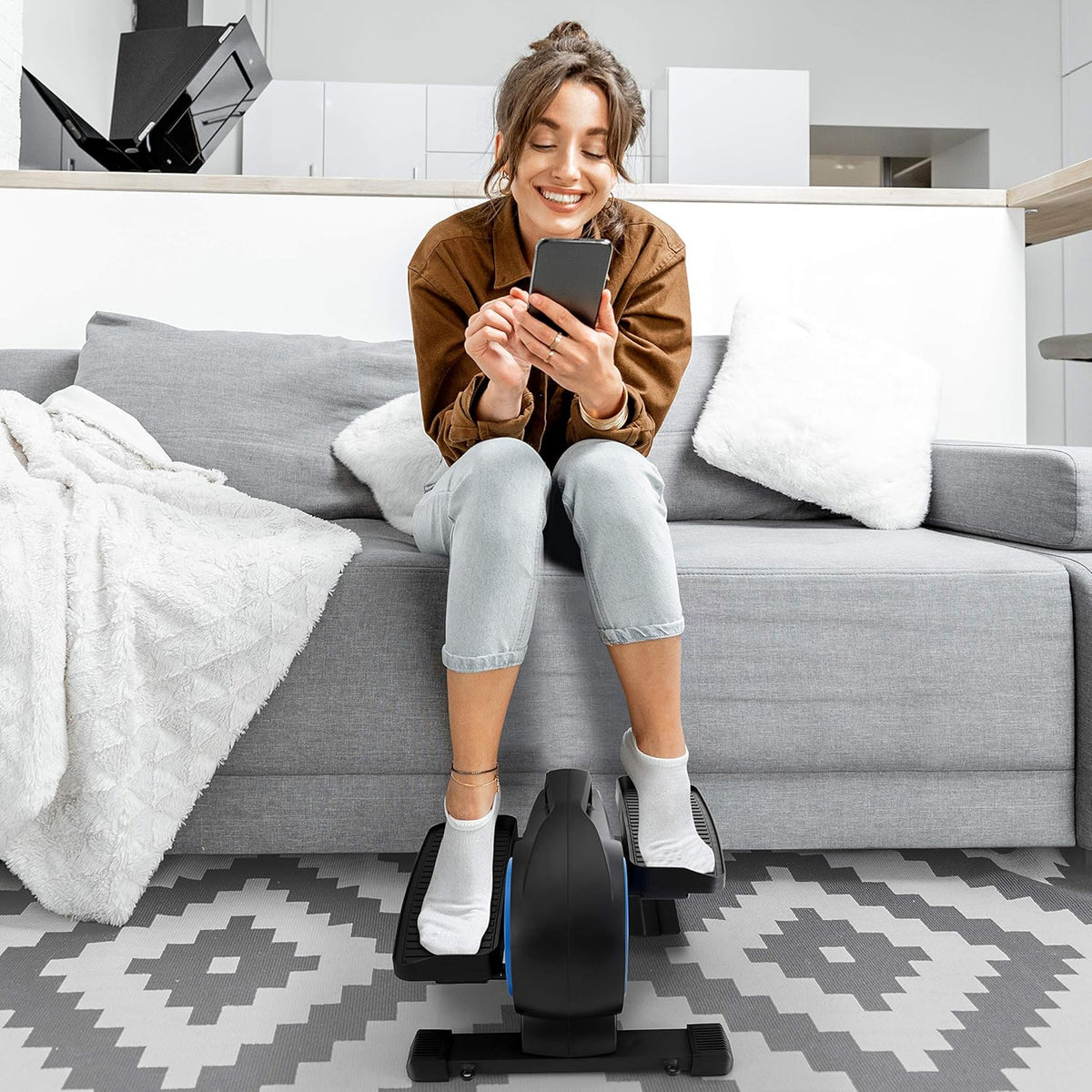 Compact Ergonomic Under Desk Elliptical Machine with 8 Resistance Level X7625