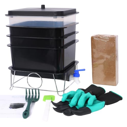 Black 4-Tray 20L Worm Composter J1062