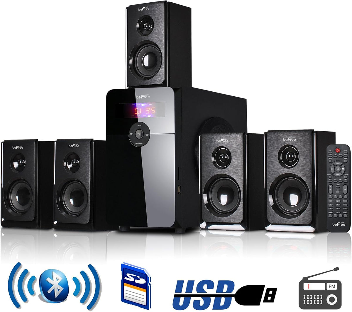 Black 5.1 Channel Bluetooth Speaker System B28900