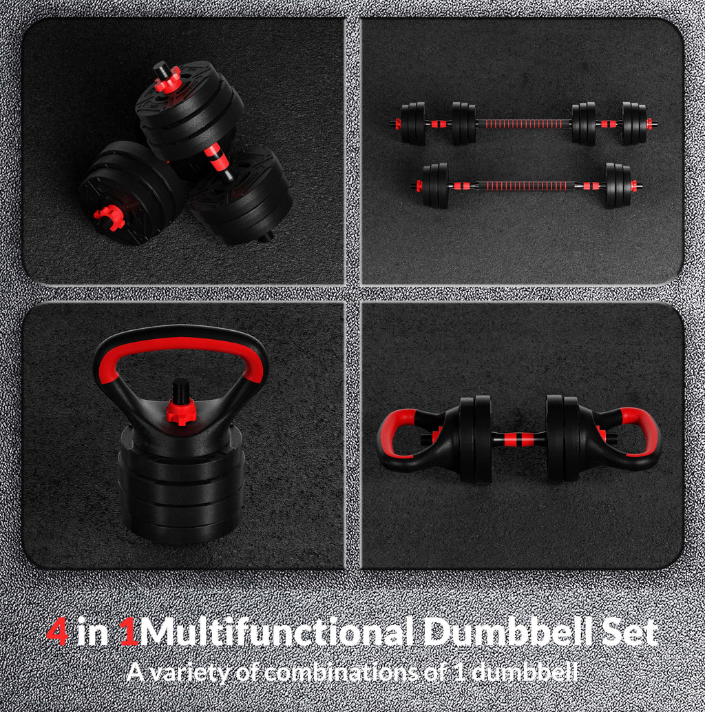 60LB 4-in-1 Adjustable Dumbbell Barbell Kettlebell Set I60583