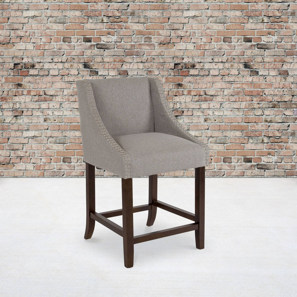 Light Gray Fabric Counter Height Stool D120