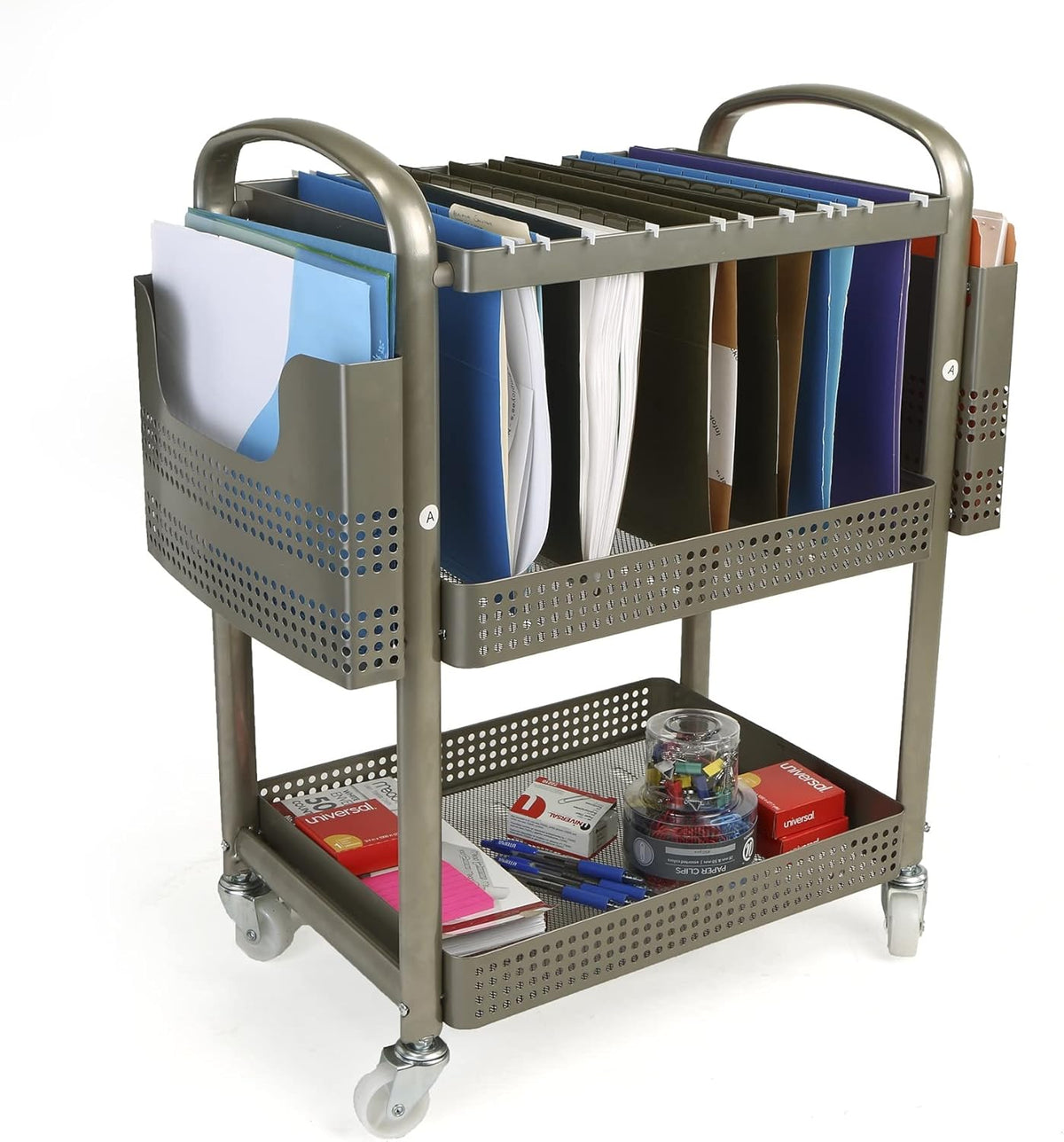 Silver Metal Mobile File Cart S152