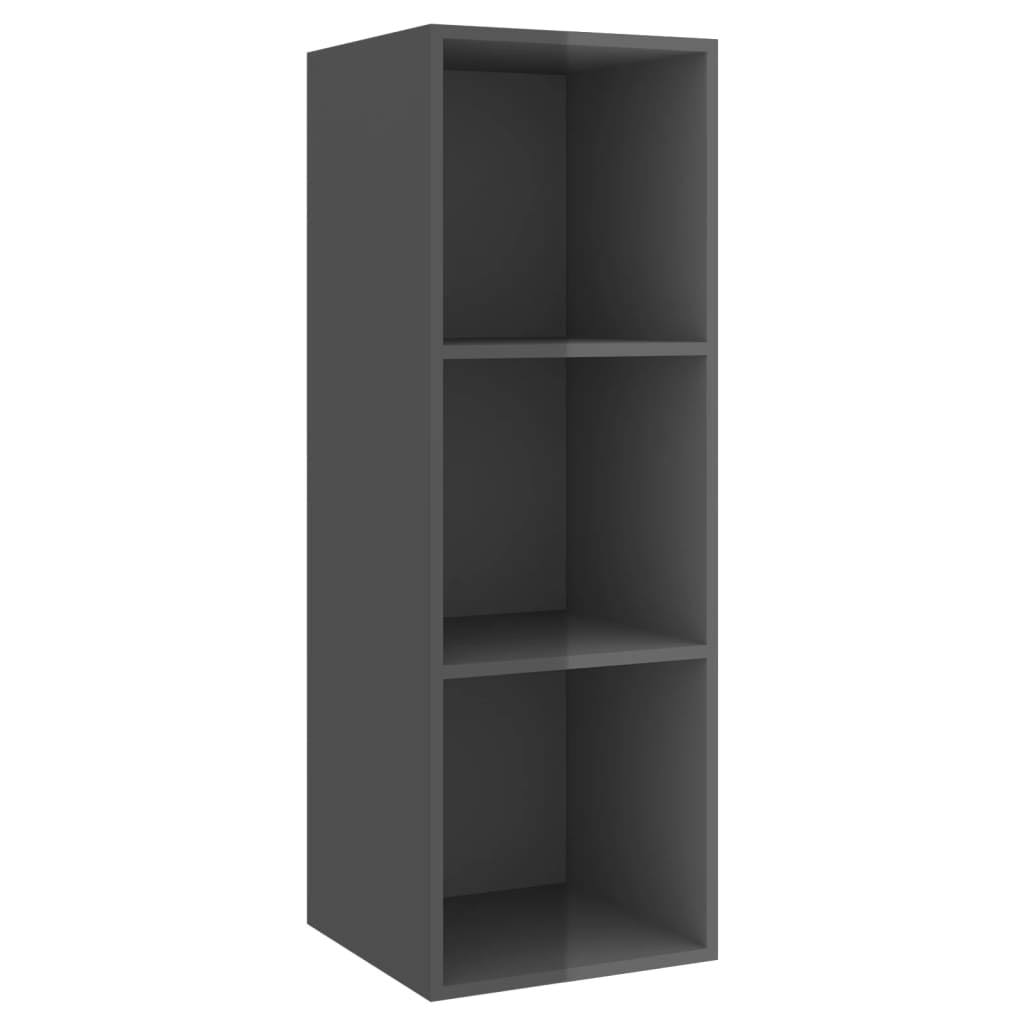 High Gloss Gray Wall-Mounted TV Cabinet Chipboard J55964