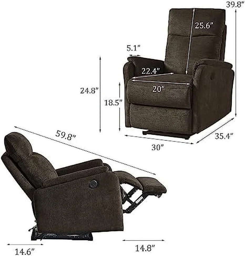Yellow Fabric Power Recliner Chair with USB Port P881379