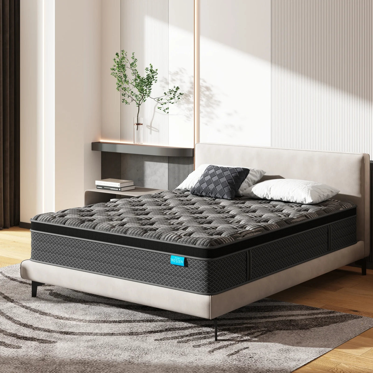 Black 10 inch Queen Gel Memory Foam Hybrid Mattress I443