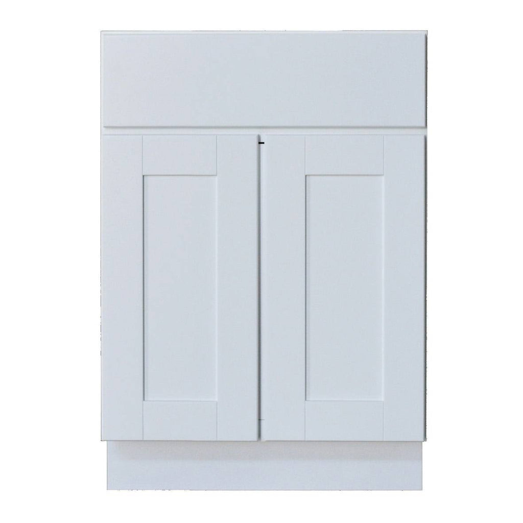 White Double Door Base Cabinet with Drawer E494