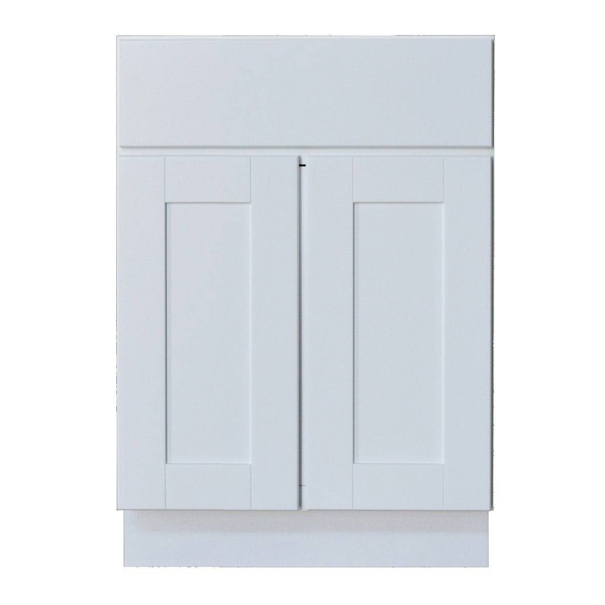 White Double Door Base Cabinet with Drawer E494