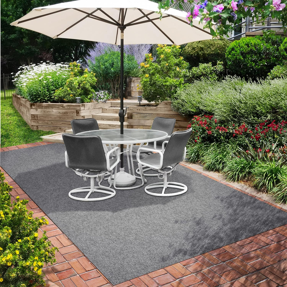 Gray 6 Feet x 15 Feet Indoor Outdoor Carpet with Rubber Backing S36544