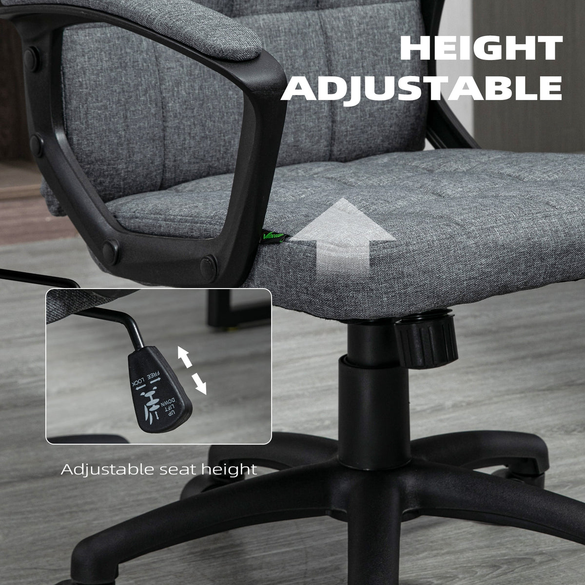Gray Fluffy Home Office Chair with Adjustable Height X7917