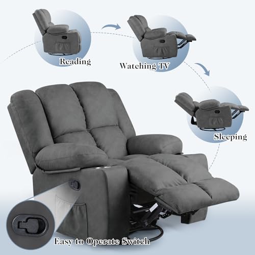 Oversized Power Lift Recliner Chair with Massage, Dark Grey U819122