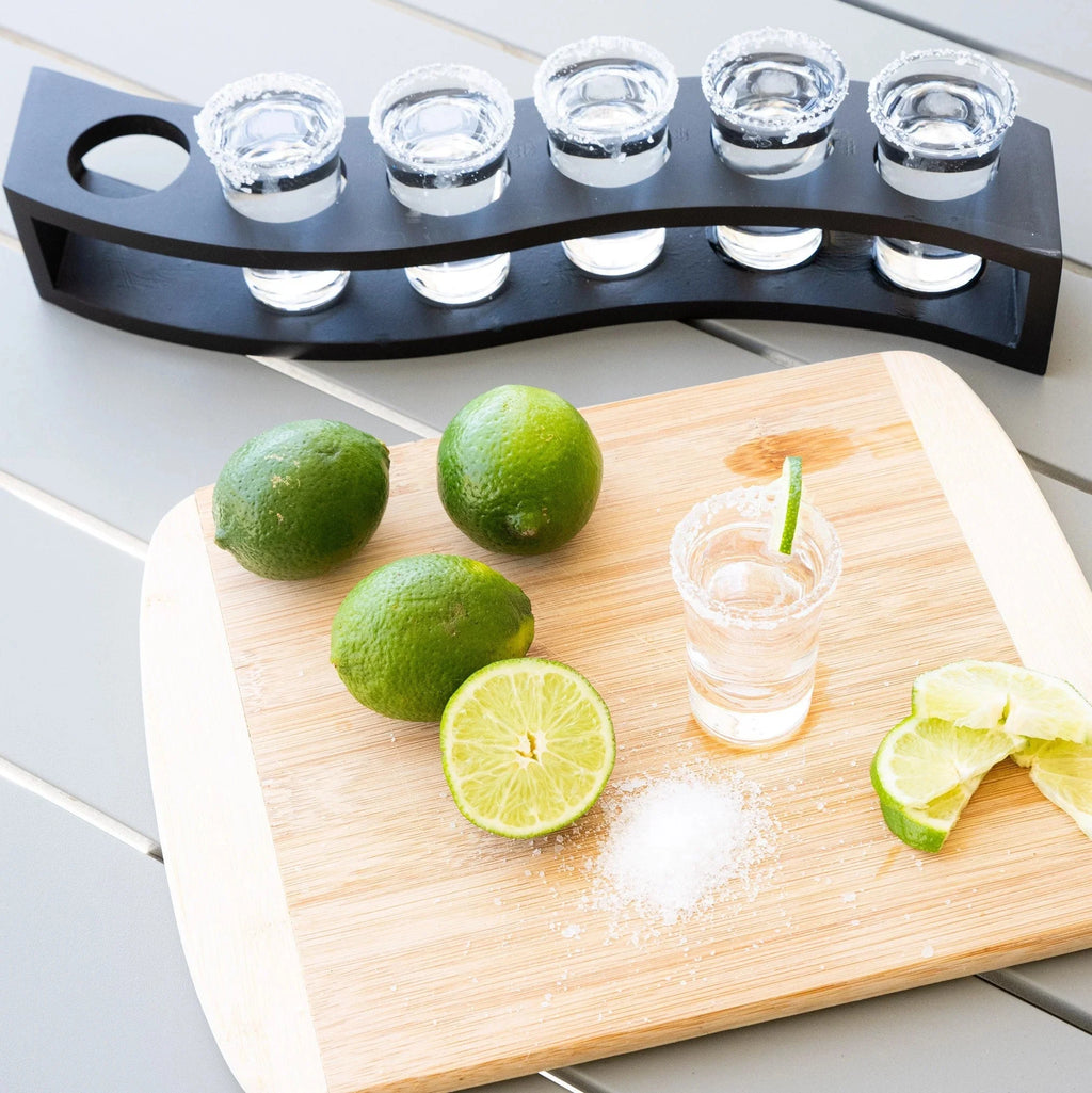 Shot Glasses Set of 6 with Wood Base T649