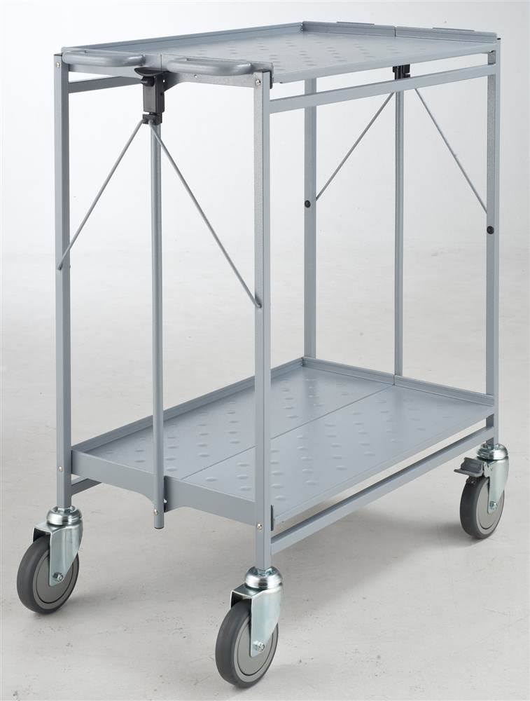 Gray 2-Shelf Folding Swivel Caster Carts M924318