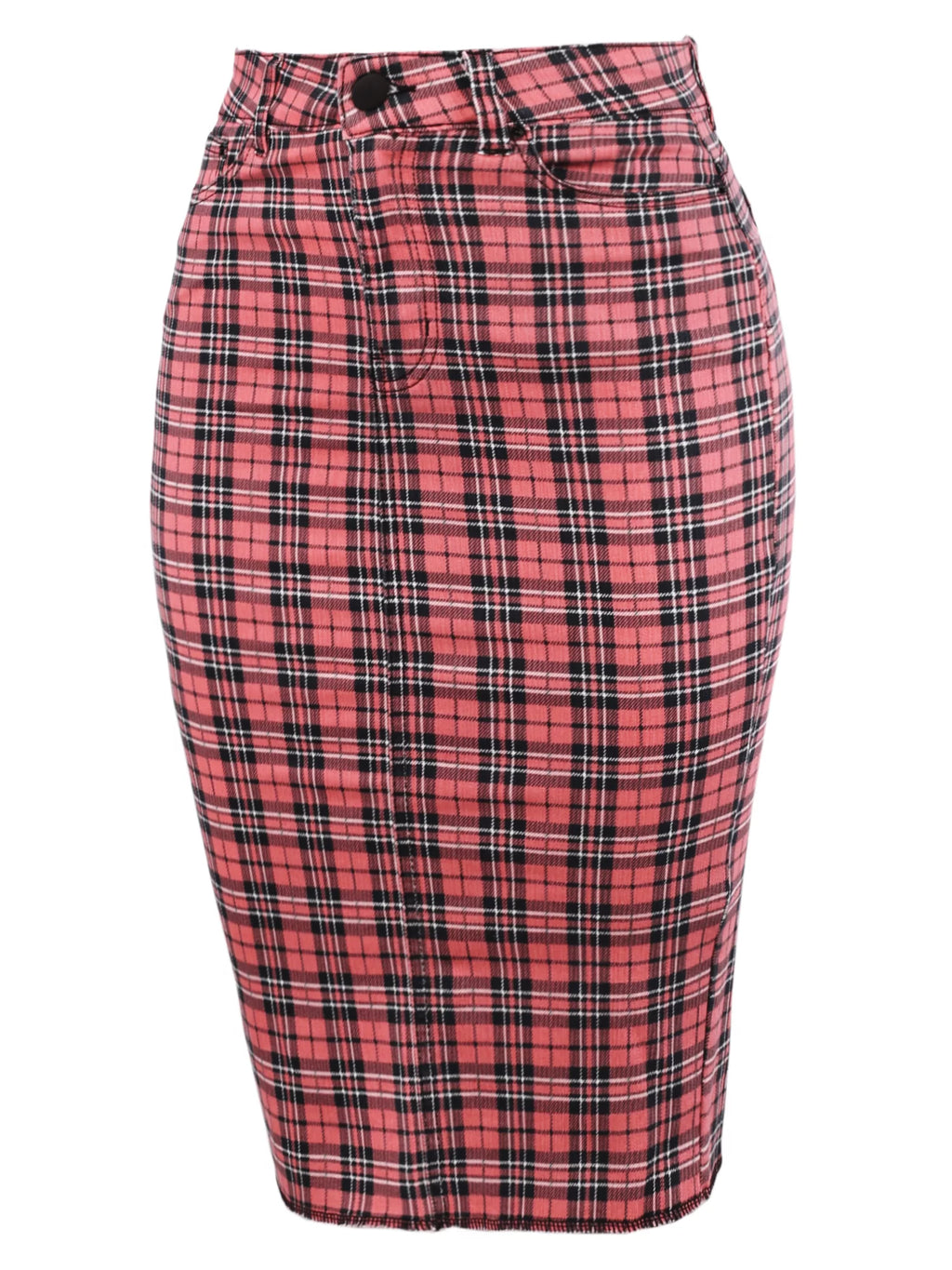 Slim Fit Rayon Knee Length Back Slit Denim Pencil Skirt N78849