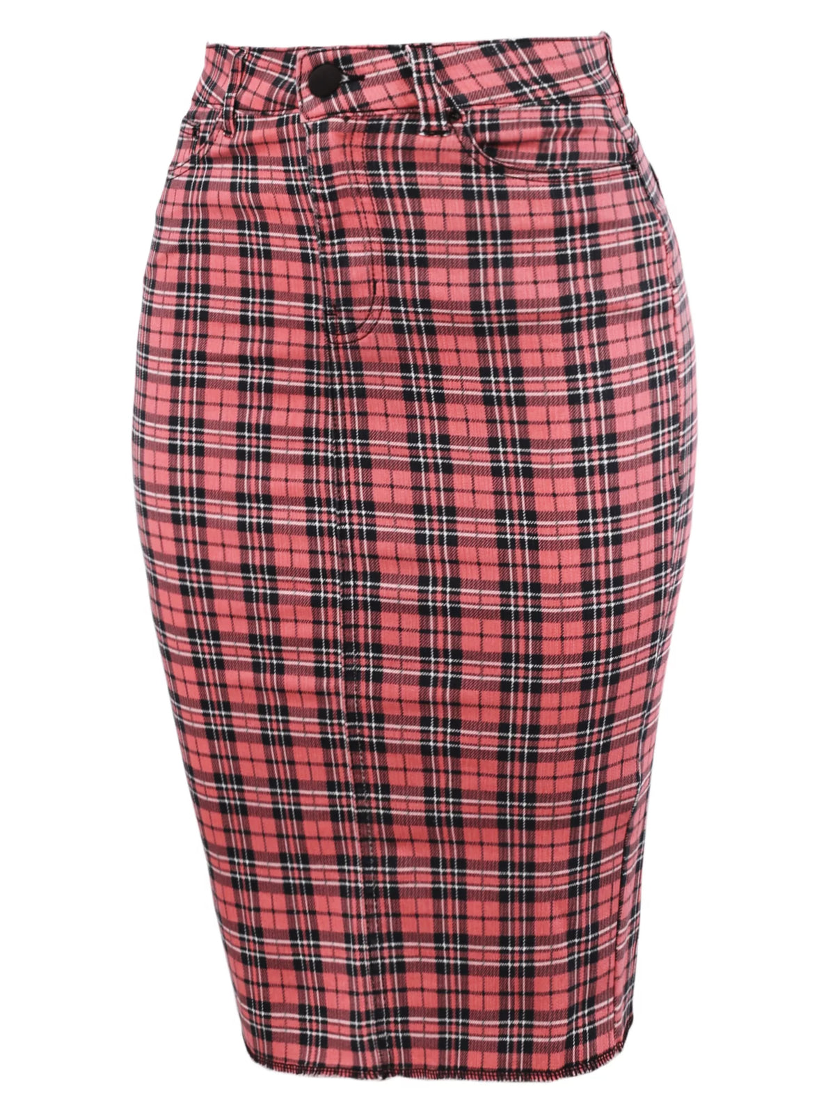 Slim Fit Rayon Knee Length Back Slit Denim Pencil Skirt N78849