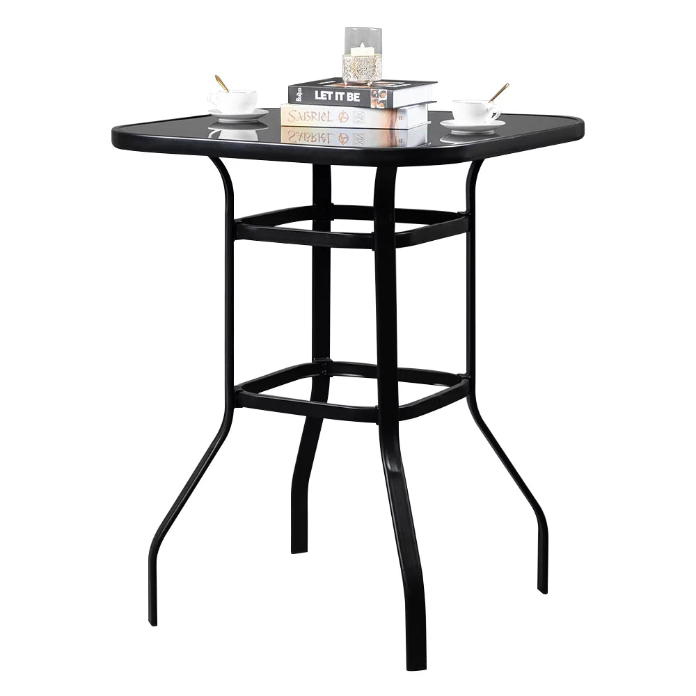31"x 31" x 40" Black Wrought Iron Glass Bar Table M123039