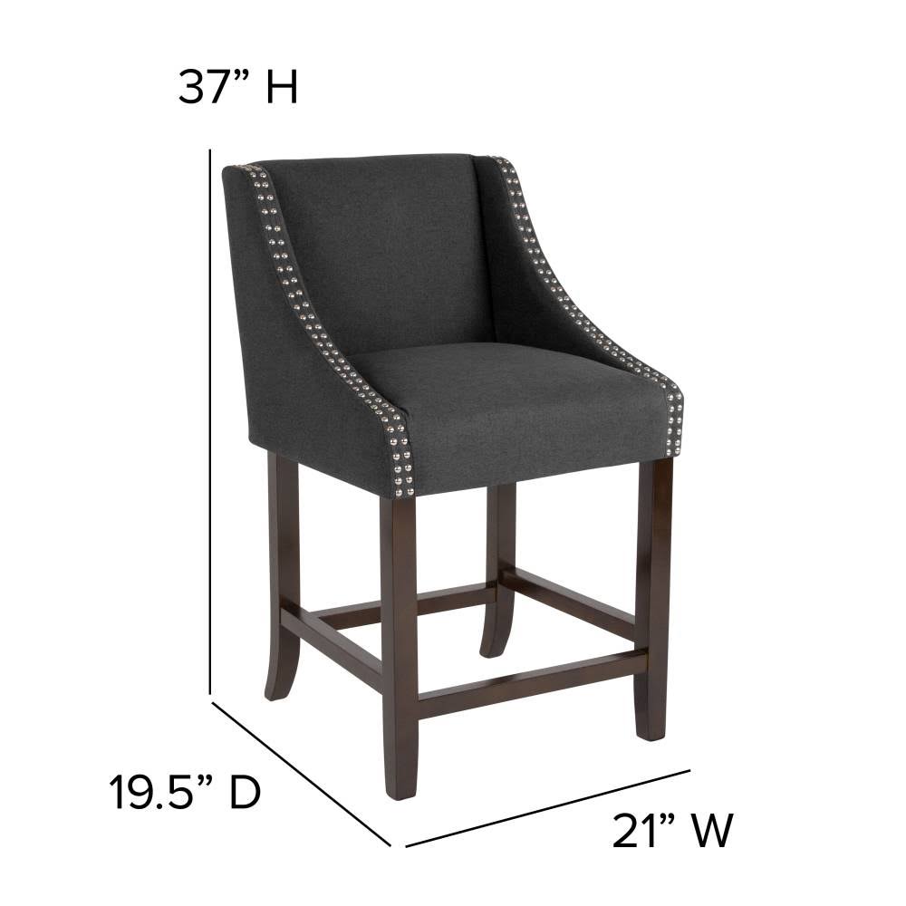 Light Gray Fabric Counter Height Stool D120