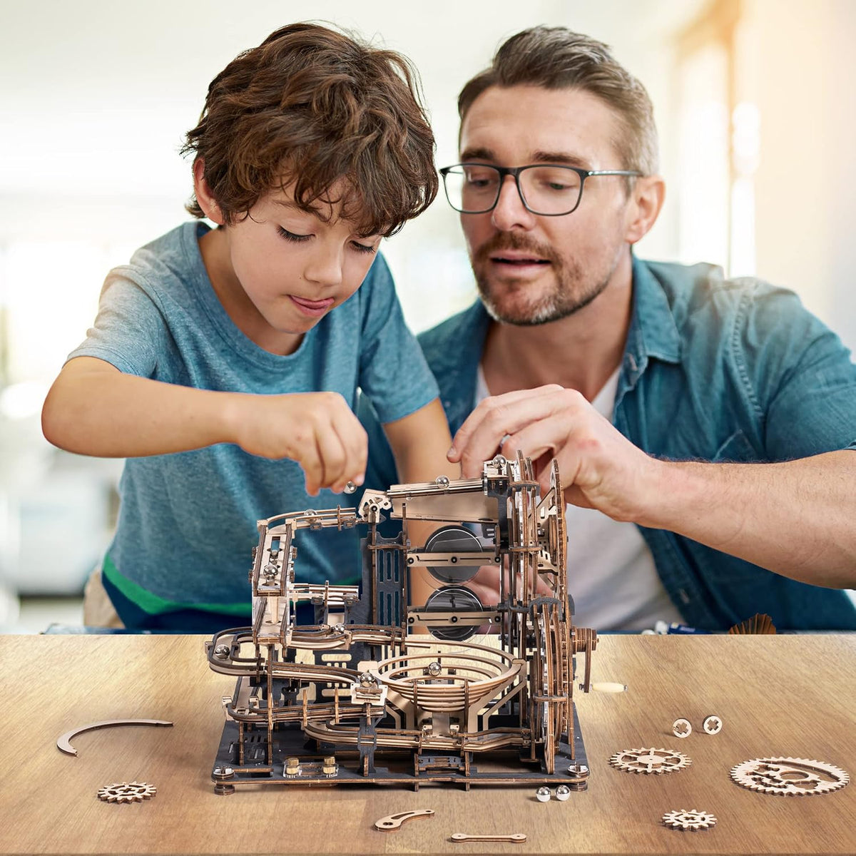 3D Wooden Marble Run Chain Mechanical Building Kit O3355