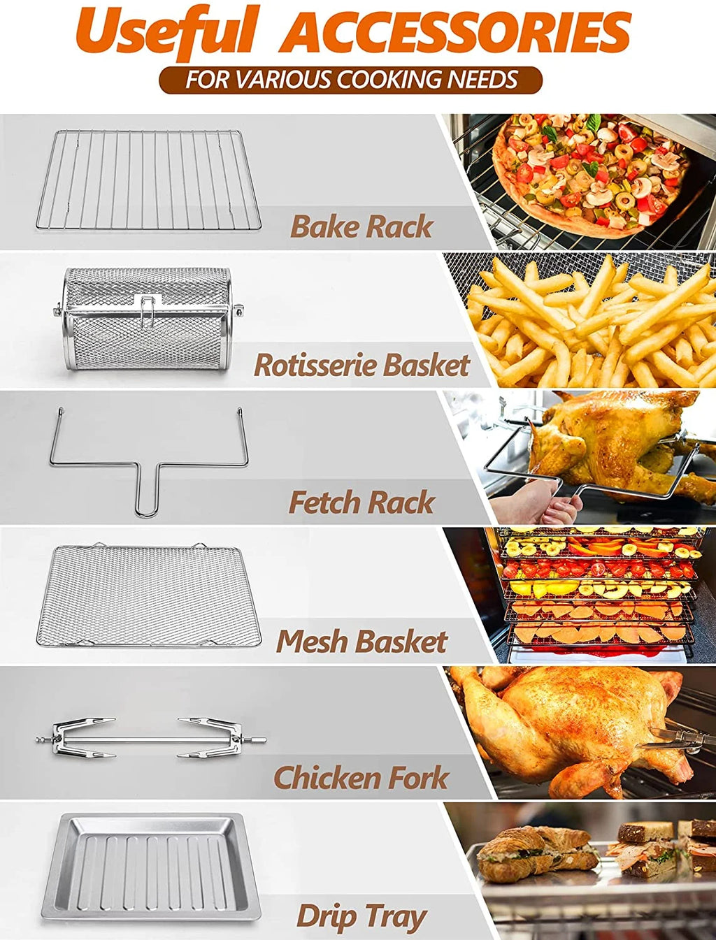 15-In-1 16 Quart Air Fryer Toaster Oven with 7 Accessories C551