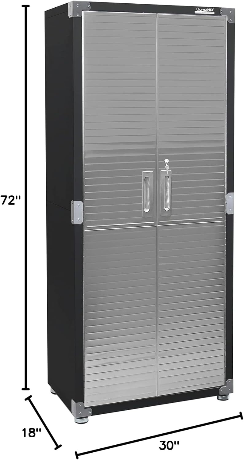 Solid Steel Lockable Metal Storage Cabinet with Adjustable Shelves, 30" W x 18" D x 72" H, Graphite E44844