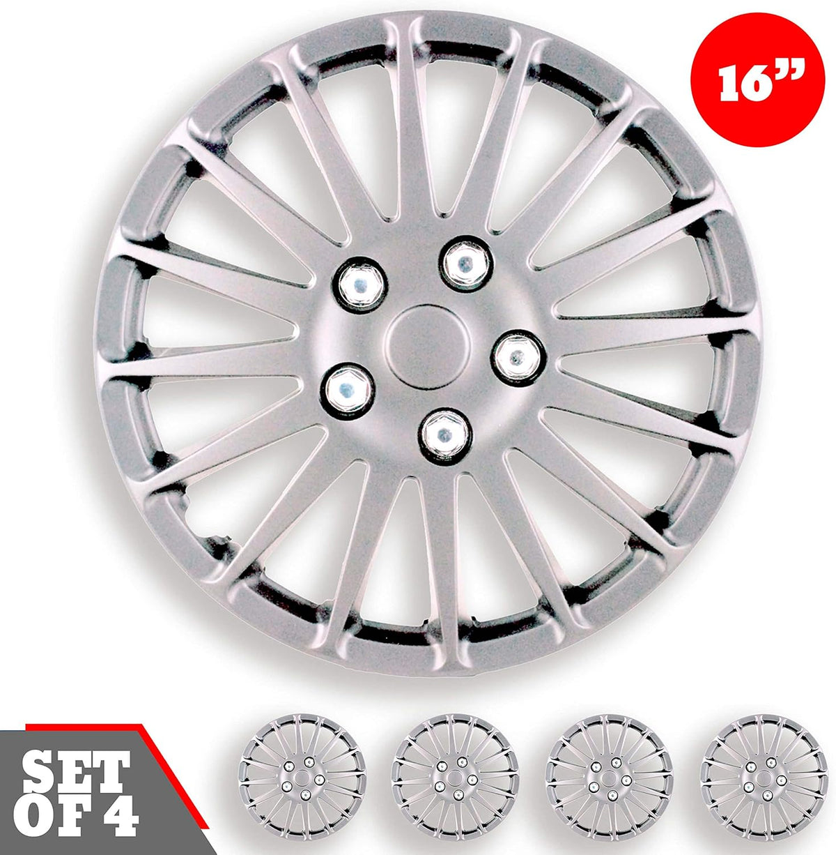 15-Inch Set of 4 Silver Hub Caps U31258