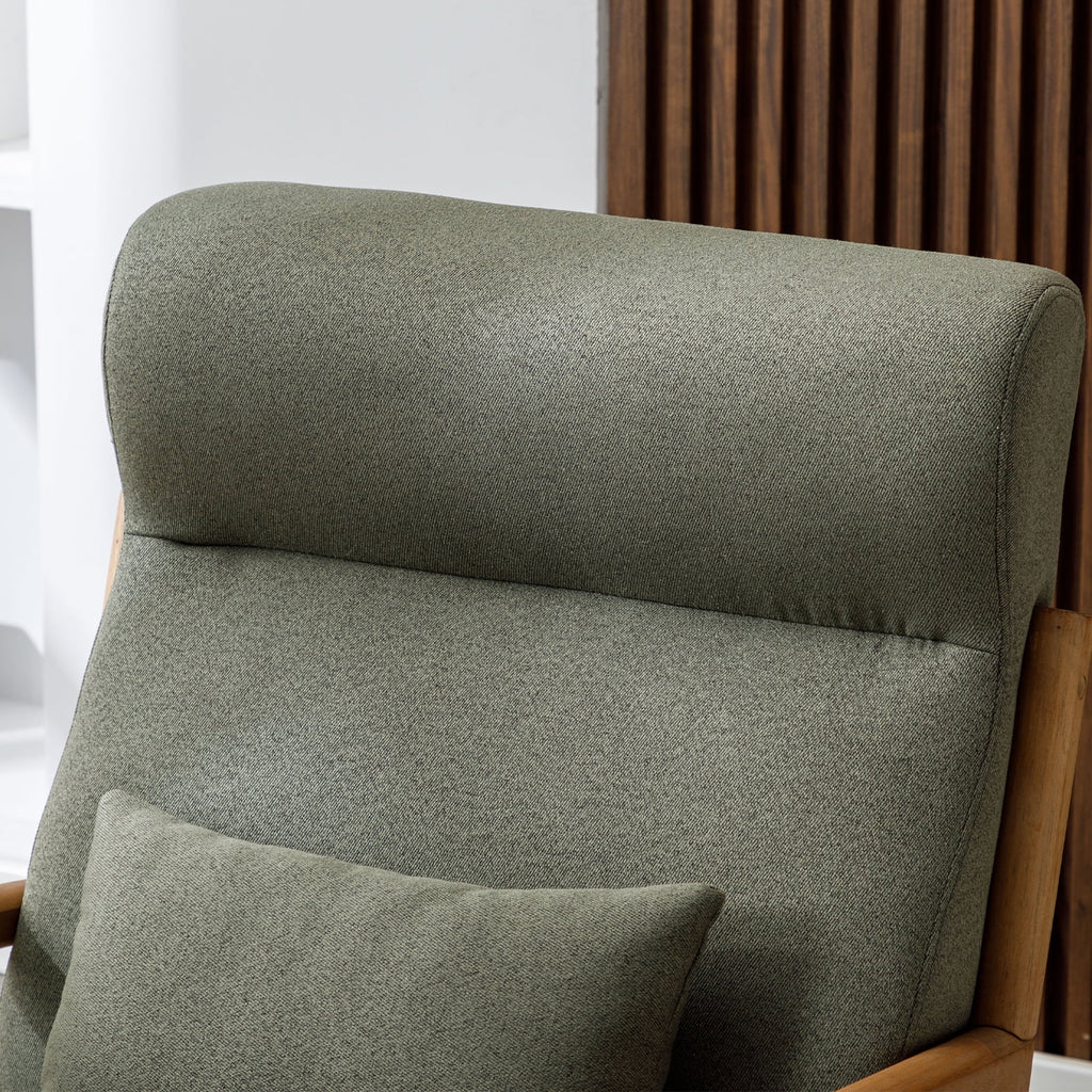 Mid-Century Modern Green Upholstered Accent Chair with Pillow C62308