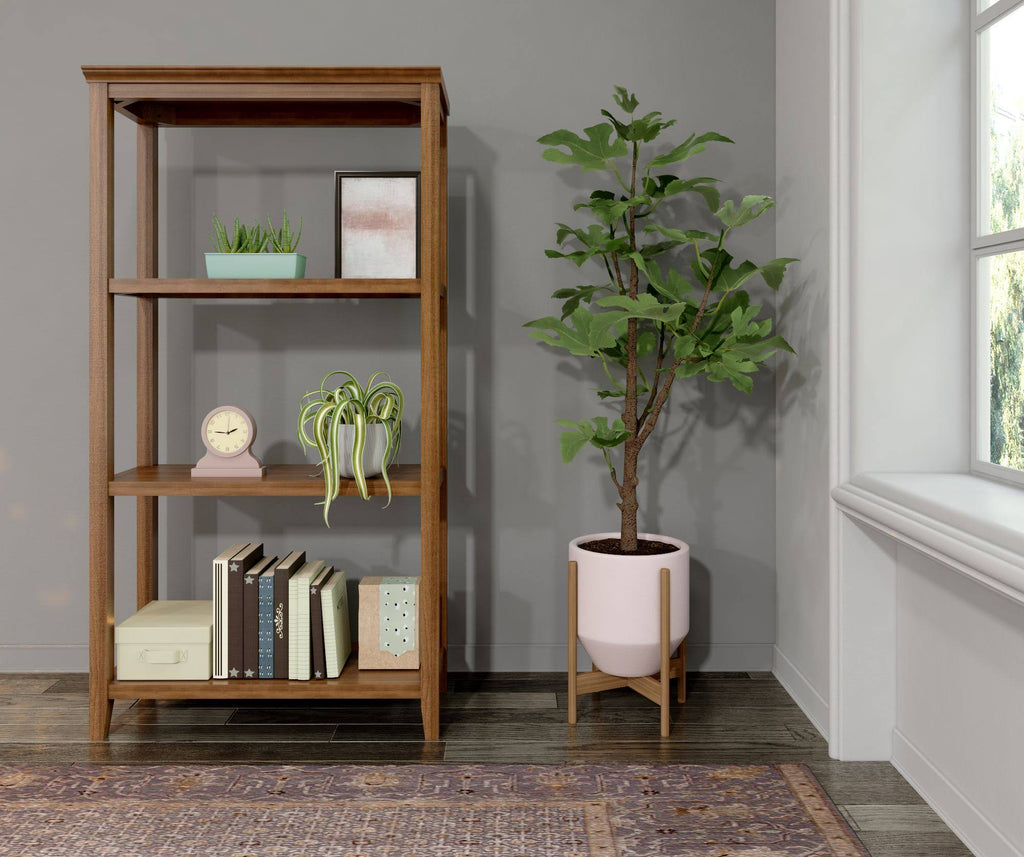 Walnut Brown Solid 3-Tier Tall Bookcase L534