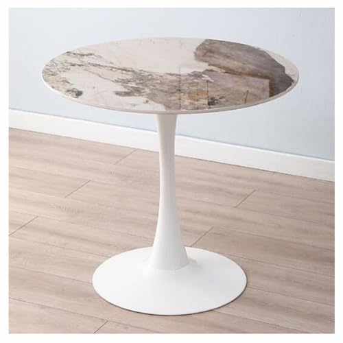 60/70/80cm Round Marble Dining Table with Metal Base U21377