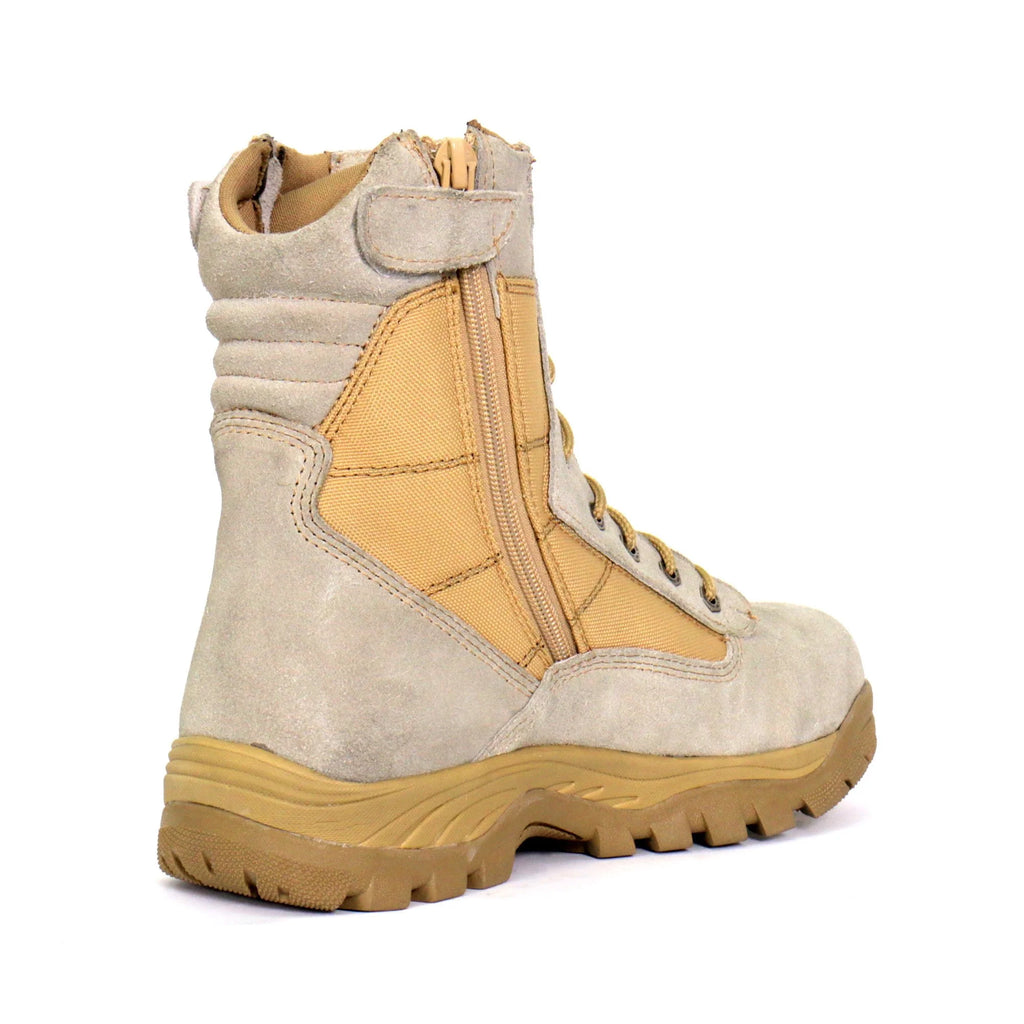 Tan Leather Lace Up Boots with Zippers H128
