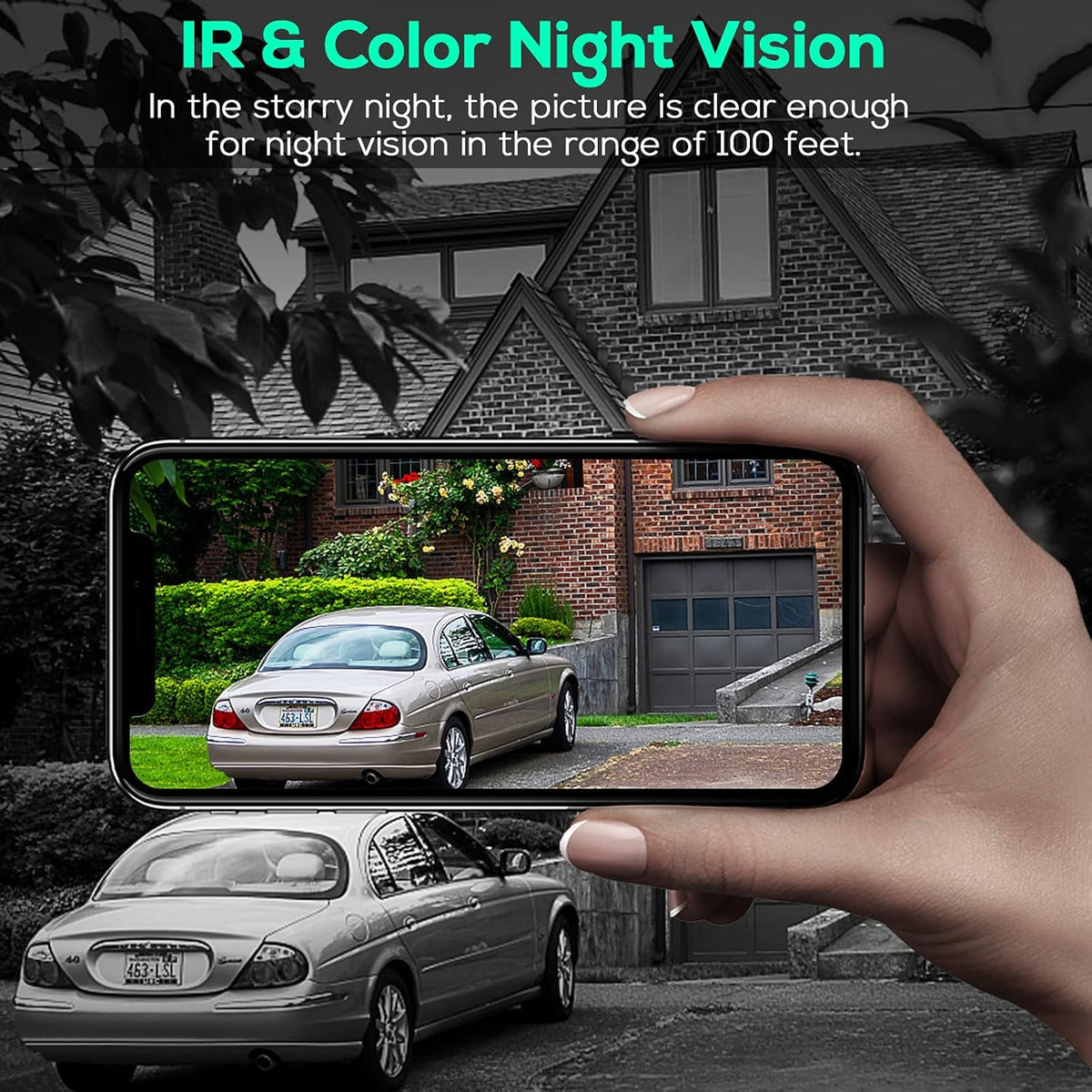 Wireless WiFi 360° PTZ 15000mAh Battery Powered Security Camera with Spotlight, 1080P Color Night Vision, PIR Motion Detection, 2 Way Audio, IP65 V5789