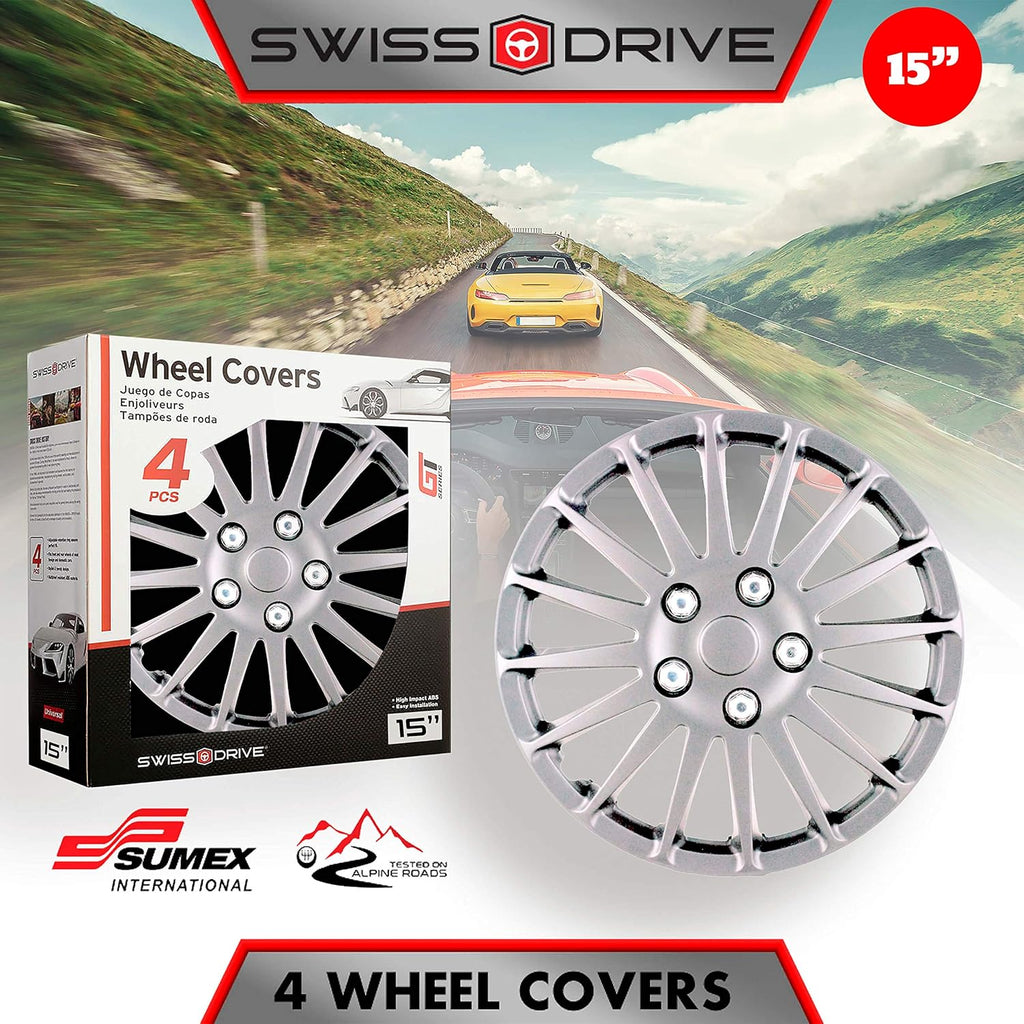 15-Inch Set of 4 Silver Hub Caps U31258
