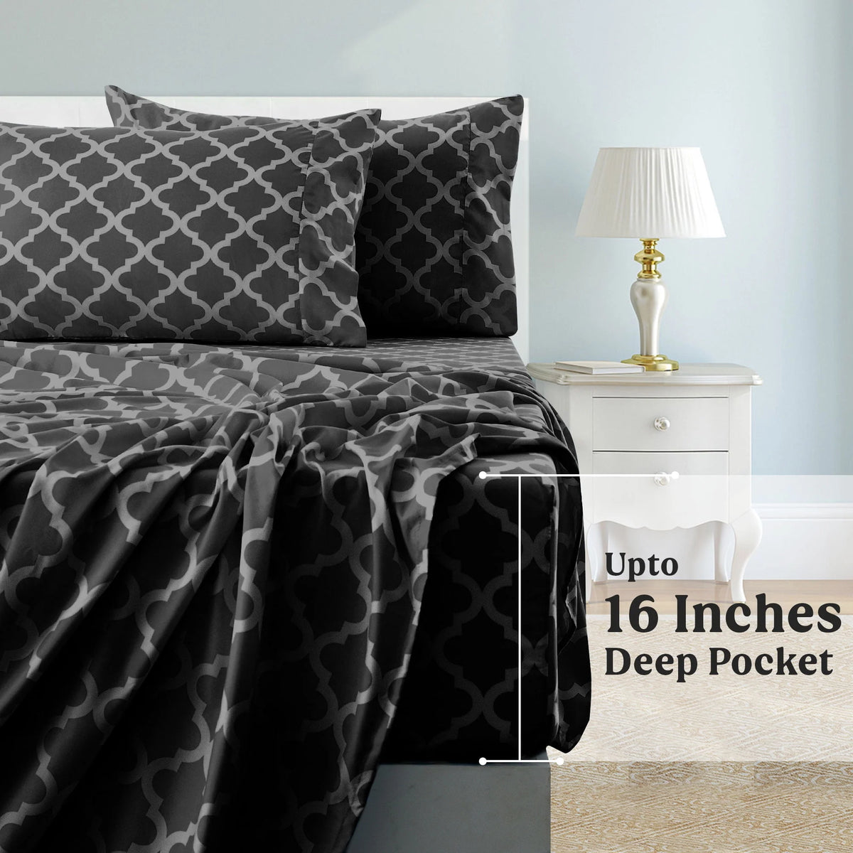 Queen Size 4 Piece Microfiber Deep Pocket Bed Sheets Set N623100