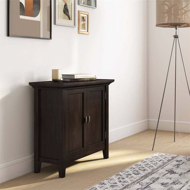 Solid Wood Low Storage Cabinet in Brunette Brown C21542