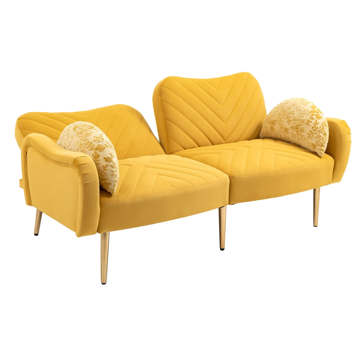 Velvet Love Seats Sofa with 2 Bolster Pillows Z78994